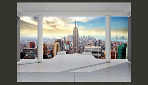 murando - Fototapete NEW YORK 400x280 cm - Vlies Tapete - Moderne Wanddeko - Design Tapete - Wandtapete - Wand Dekoration - New York Stadt City Skyline View Usa Blau Architektur 10110904-35