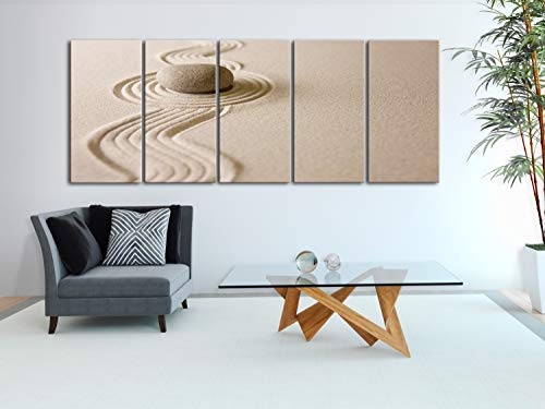 murando Akustikbild XXL 225x90 cm Bilder Hochleistungsschallabsorber Schallschutz Leinwand Akustikdämmung 5 TLG Wandbild Raumakustik Schalldämmung - Sand Stein Natur b-B-0254-b-m