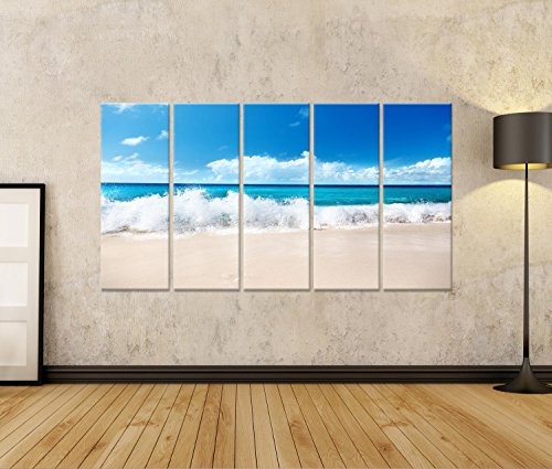 islandburner Bild Bilder auf Leinwand Sand des Strandes karibisches Meer Wandbild, Poster, Leinwandbild LMT