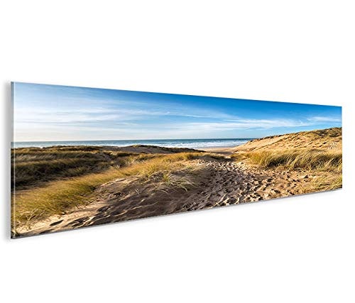 islandburner Bild Bilder auf Leinwand Weg zum Meer V2 Strand Nordsee Dünen Sand Panorama XXL Poster Leinwandbild Wandbild Dekoartikel Wohnzimmer Marke