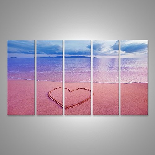 islandburner Bild Bilder auf Leinwand Herz im Sand am Strand Meer Poster, Leinwandbild, Wandbilder