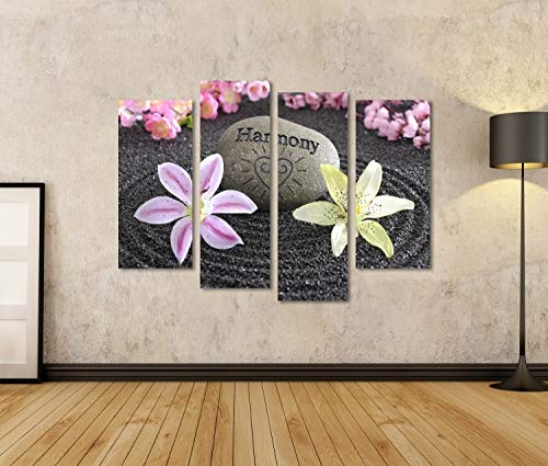 Bild Bilder auf Leinwand Zen-Garten in schwarzem Sand Wandbild, Poster, Leinwandbild OLC-4erP-DE