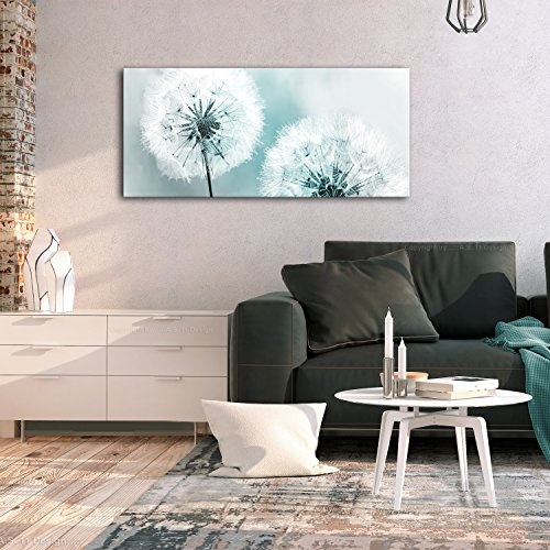 murando - Bilder Pusteblume 100x45 cm Vlies Leinwandbild 1 TLG Kunstdruck modern Wandbilder XXL Wanddekoration Design Wand Bild - Blumen Natur grau blau Pusteblumen b-B-0262-b-d