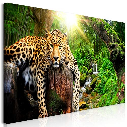 murando Mega XXXL Leopard Wandbild 160x80 cm - Einzigartiger XXL Kunstdruck zur Selbstmontage Leinwandbilder Moderne Bilder Wanddekoration - Tiere Wald g-C-0031-ak-f