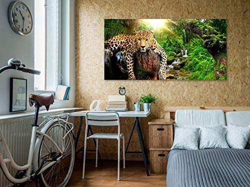 murando Mega XXXL Leopard Wandbild 160x80 cm - Einzigartiger XXL Kunstdruck zur Selbstmontage Leinwandbilder Moderne Bilder Wanddekoration - Tiere Wald g-C-0031-ak-f