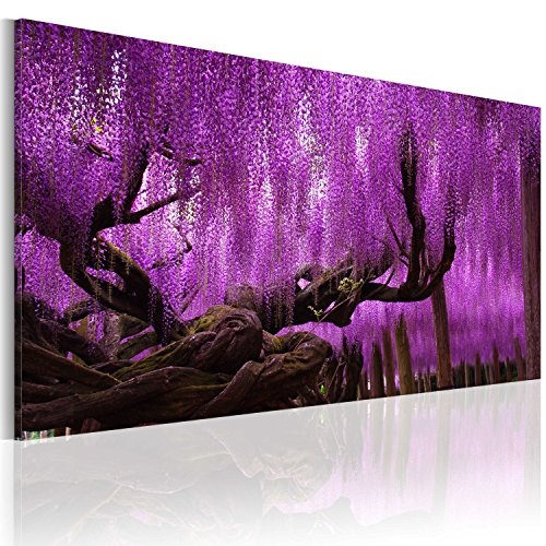 B&D XXL murando - Leinwandbilder Baum 150x90 cm - Bild für die Selbstmontage - Wandbilder XXL - Kunstdruck - Natur violett b-B-0032-b-a