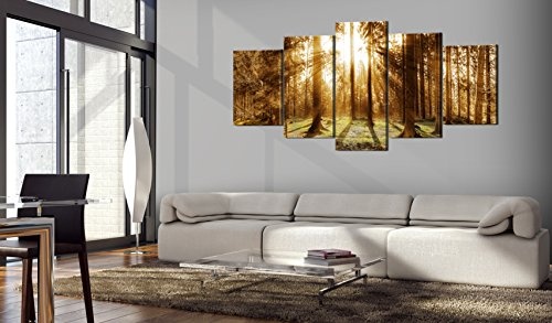 murando - Bilder 225x112 cm Vlies Leinwandbild 5 TLG Kunstdruck modern Wandbilder XXL Wanddekoration Design Wand Bild - Wald Baum Natur Landschaft c-B-0114-b-o