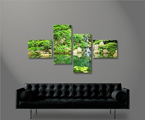 islandburner Bild Bilder auf Leinwand Japanischer Zen Garten 4L XXL Poster Leinwandbild Wandbild Dekoartikel Wohnzimmer Marke