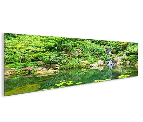 islandburner Bild Bilder auf Leinwand Japanischer Zen Garten Panorama XXL Poster Leinwandbild Wandbild Dekoartikel Wohnzimmer Marke