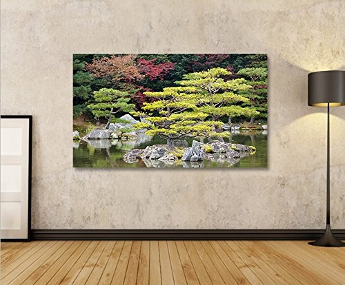 islandburner Bild Bilder auf Leinwand Japanischer Garten V2 1p XXL Poster Leinwandbild Wandbild Dekoartikel Wohnzimmer Marke