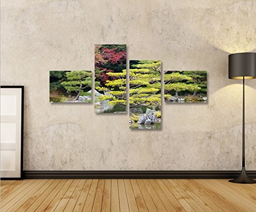 islandburner Bild Bilder auf Leinwand Japanischer Garten V2 4L XXL Poster Leinwandbild Wandbild Dekoartikel Wohnzimmer Marke