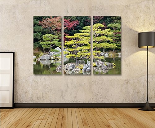 islandburner Bild Bilder auf Leinwand Japanischer Garten V2 3p XXL Poster Leinwandbild Wandbild Dekoartikel Wohnzimmer Marke