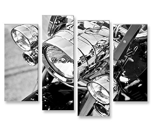 islandburner Bild Bilder auf Leinwand Harley V3 Motorrad Schwarz Weiss Chopper 4er XXL Poster Leinwandbild Wandbild Dekoartikel Wohnzimmer Marke
