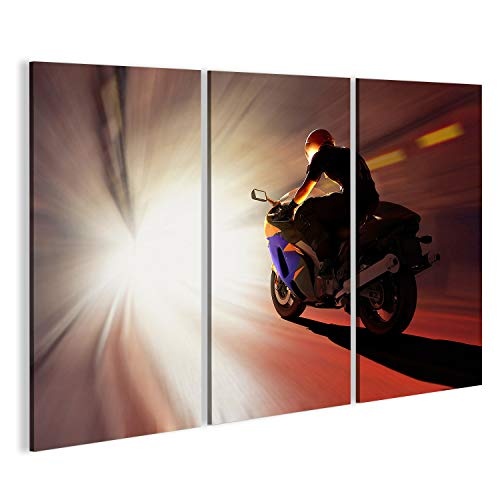islandburner Bild Bilder auf Leinwand Bullet Bike Rennsemmel Motorrad ins Licht Poster, Leinwandbild, Wandbilder