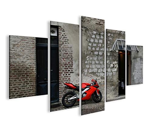 islandburner Bild Bilder auf Leinwand Rotes Motorrad MF XXL Poster Leinwandbild Wandbild Dekoartikel Wohnzimmer Marke