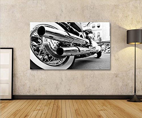 islandburner Bild Bilder auf Leinwand Harley V3 Motorrad Schwarz Weiss Chopper 1p XXL Poster Leinwandbild Wandbild Dekoartikel Wohnzimmer Marke