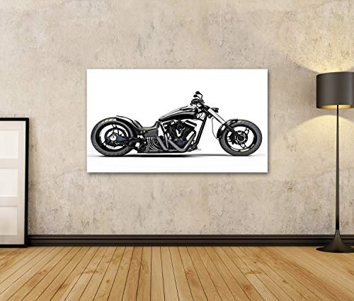 islandburner Bild Bilder auf Leinwand schwarzes Motorrad auf Einem weißen Hintergrund Wandbild, Poster, Leinwandbild NLU