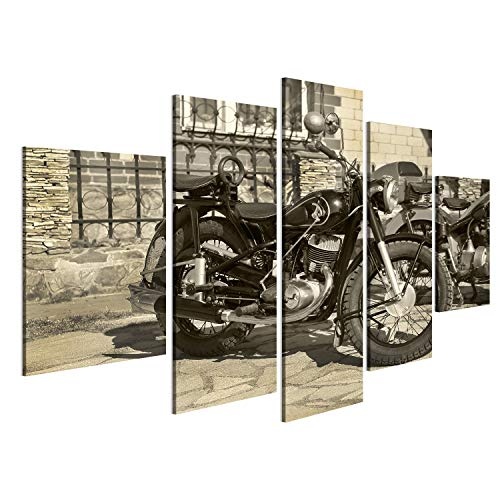 islandburner Bild Bilder auf Leinwand Altes Motorrad im Hof ??auf dem Parken Wandbild, Poster, Leinwandbild NQZ