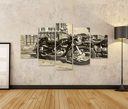 islandburner Bild Bilder auf Leinwand Altes Motorrad im Hof ??auf dem Parken Wandbild, Poster, Leinwandbild NQZ