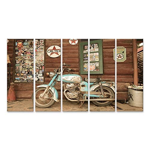 Bild Bilder auf Leinwand altes Motorrad auf hölzernem Hintergrund, in Thailand Wandbild, Poster, Leinwandbild NSX