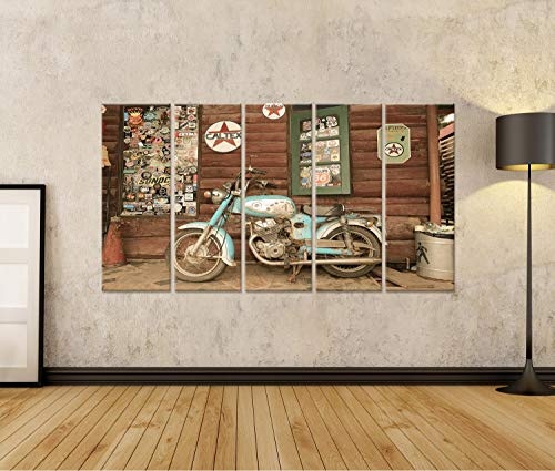 Bild Bilder auf Leinwand altes Motorrad auf hölzernem Hintergrund, in Thailand Wandbild, Poster, Leinwandbild NSX
