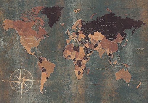 murando - Fototapete Weltkarte 200x140 cm - Vlies Tapete - Moderne Wanddeko - Design Tapete - Wandtapete - Wand Dekoration - Welt Karte k-A-0057-a-b