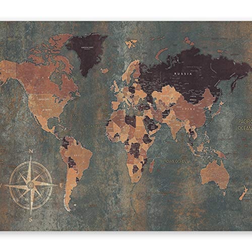 murando - Fototapete Weltkarte 200x140 cm - Vlies Tapete - Moderne Wanddeko - Design Tapete - Wandtapete - Wand Dekoration - Welt Karte k-A-0057-a-b