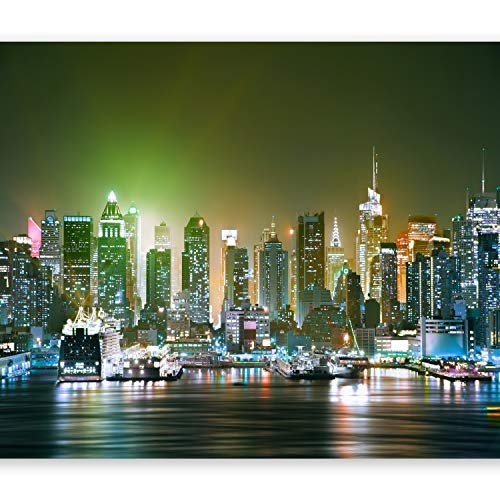 murando - Fototapete 200x140 cm - Vlies Tapete - Moderne Wanddeko - Design Tapete - Wandtapete - Wand Dekoration - New York City Stadt NY Manhattan Nacht Panorama Hochhaus d-C-0012-a-b