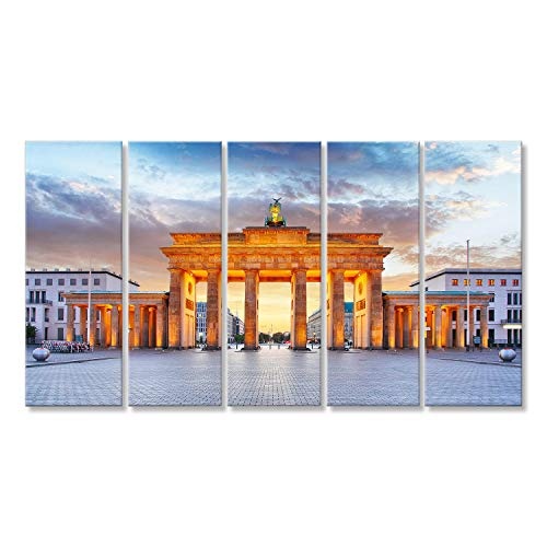 Bild auf Leinwand Berlin - Brandenburger Tor bei Nacht Wandbild Poster Leinwandbild