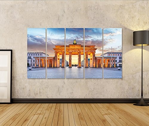 Bild auf Leinwand Berlin - Brandenburger Tor bei Nacht Wandbild Poster Leinwandbild