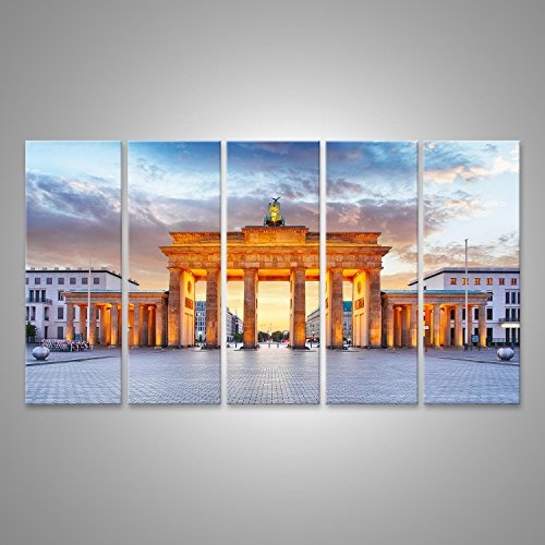 Bild auf Leinwand Berlin - Brandenburger Tor bei Nacht Wandbild Poster Leinwandbild