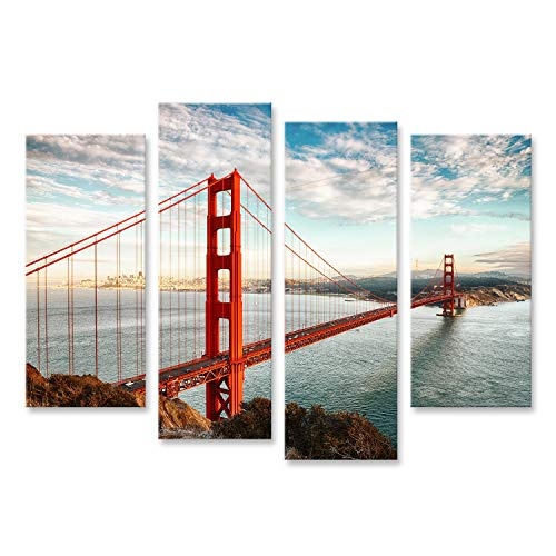 Bild Bilder auf Leinwand berühmte golden Gate Bridge, san Francisco in der Nacht, usa Wandbild, Poster, Leinwandbild PQF