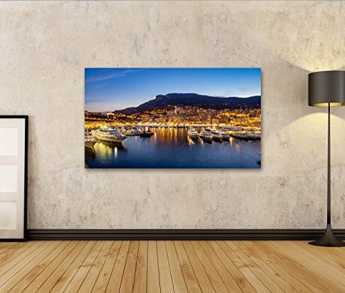 islandburner Bild auf Leinwand Wandbild Leinwandbild Bilder Poster Monaco in der Nacht Wandbild, Poster, Leinwandbild