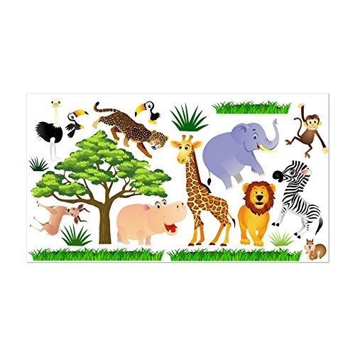 Wandtattoo Fürs Kinderzimmer, Baby. Sticker Aufklebr Tiere, Safari - SDB1 (XXL - 200 x 112 cm)