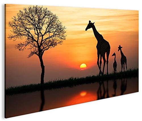 islandburner Bild Bilder auf Leinwand Giraffen Arfika Steppe Giraffe 1p XXL Poster Leinwandbild Wandbild Dekoartikel Wohnzimmer Marke