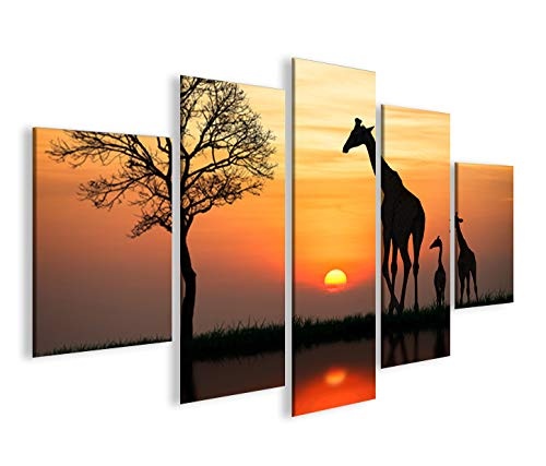 islandburner Bild Bilder auf Leinwand Giraffen Arfika Steppe Giraffe MF XXL Poster Leinwandbild Wandbild Dekoartikel Wohnzimmer Marke