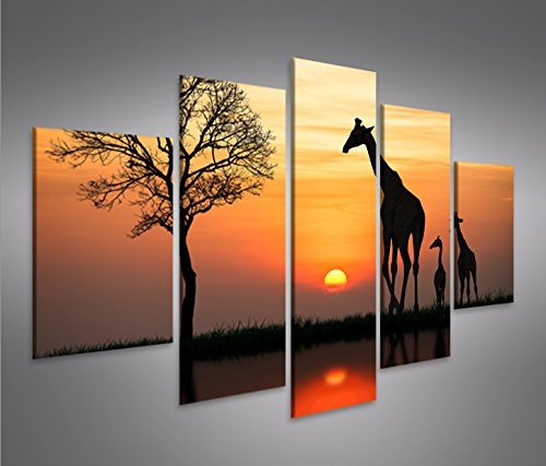 islandburner Bild Bilder auf Leinwand Giraffen Arfika Steppe Giraffe MF XXL Poster Leinwandbild Wandbild Dekoartikel Wohnzimmer Marke