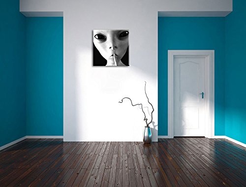 Alien - nicht reden Kunst B&W, Format: 60x60 auf Leinwand, XXL riesige Bilder fertig gerahmt mit Keilrahmen, Kunstdruck auf Wandbild mit Rahmen, günstiger als Gemälde oder Ölbild, kein Poster oder Plakat