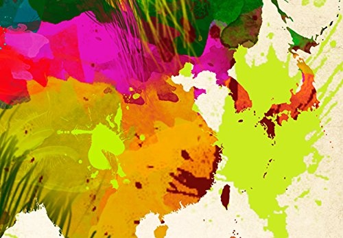 murando - Bilder Weltkarte 135x90 cm Vlies Leinwandbild 3 Teilig Kunstdruck modern Wandbilder XXL Wanddekoration Design Wand Bild - Abstrakt bunt Landkarte Reise k-A-0006-b-f