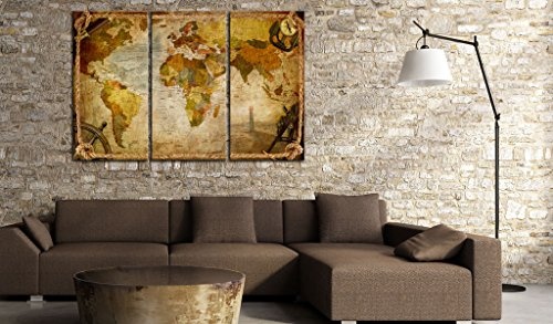 murando - Bilder 120x80 cm Vlies Leinwandbild 3 Teilig Kunstdruck modern Wandbilder XXL Wanddekoration Design Wand Bild - Weltkarte k-A-0009-b-e