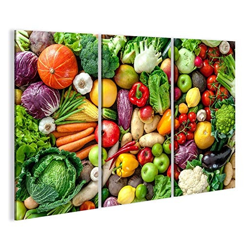 islandburner Bild Bilder auf Leinwand Sortiment von frischem Obst und Gemüse Wandbild, Poster, Leinwandbild FCN