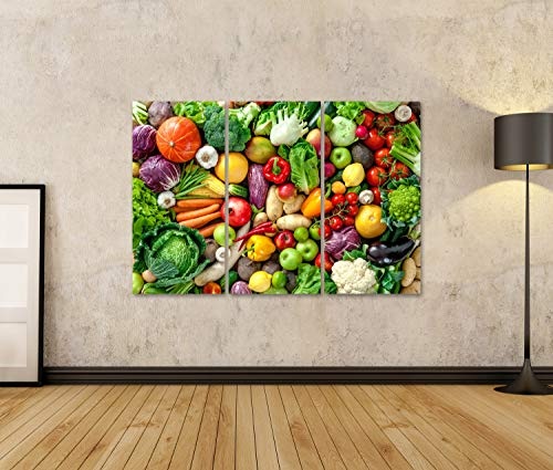 islandburner Bild Bilder auf Leinwand Sortiment von frischem Obst und Gemüse Wandbild, Poster, Leinwandbild FCN