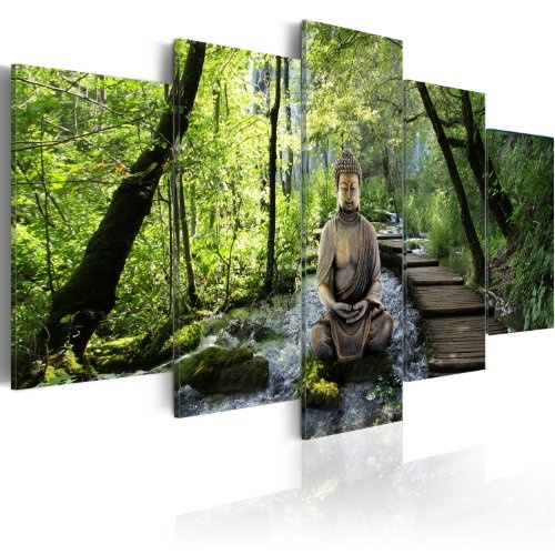 murando - Bilder 200x100 cm Vlies Leinwandbild 5 tlg Kunstdruck modern Wandbilder XXL Wanddekoration Design Wand Bild - Buddha 030213-31