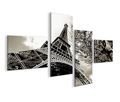 islandburner Bild Bilder auf Leinwand Eiffelturm 4L Paris XXL Poster Leinwandbild Wandbild Dekoartikel Wohnzimmer Marke
