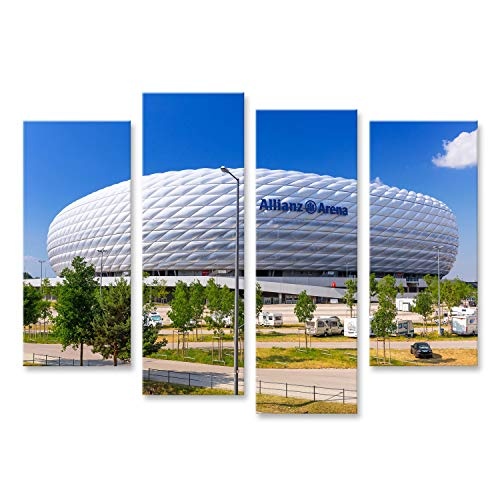 Bild Bilder auf Leinwand Allianz Arena Stadion an Einem sonnigen Tag in München, Deutschland Wandbild, Poster, Leinwandbild QPQ