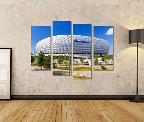 Bild Bilder auf Leinwand Allianz Arena Stadion an Einem sonnigen Tag in München, Deutschland Wandbild, Poster, Leinwandbild QPQ