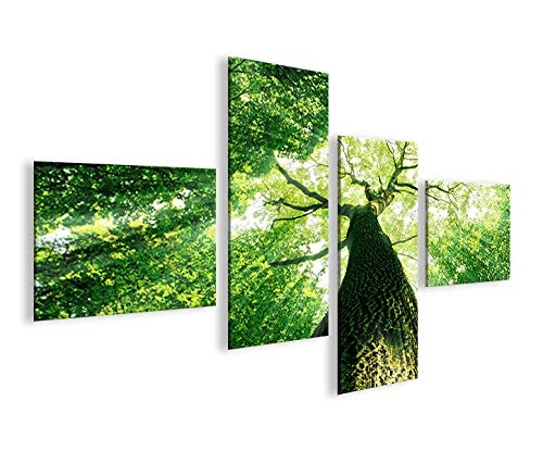 islandburner Bild Bilder auf Leinwand Baumkrone Grün Wald Sonnenstrahlen Bäume 4L XXL Poster Leinwandbild Wandbild Dekoartikel Wohnzimmer Marke