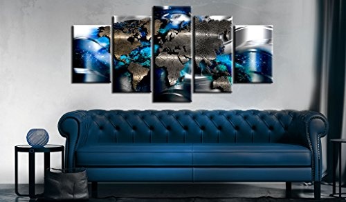 murando - Bilder 100x50 cm Vlies Leinwandbild 5 TLG Kunstdruck modern Wandbilder XXL Wanddekoration Design Wand Bild - Weltkarte Abstrakt k-A-0017-b-p