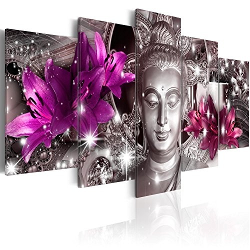 murando - Bilder 200x100 cm Vlies Leinwandbild 5 TLG Kunstdruck modern Wandbilder XXL Wanddekoration Design Wand Bild - Buddha Blumen Diamant h-C-0029-b-o