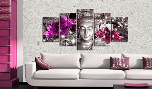 murando - Bilder 200x100 cm Vlies Leinwandbild 5 TLG Kunstdruck modern Wandbilder XXL Wanddekoration Design Wand Bild - Buddha Blumen Diamant h-C-0029-b-o